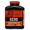 Accurate 2230 Smokeless Gun Powder is a fast-burning, double-base, spherical powder designed for small to medium rifle cartridges and certain pistol calibers.