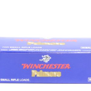 Box of 1000 Winchester Small Rifle Primers, featuring high-quality components designed for consistent performance and reliability in small rifle cartridges, perfect for avid reloaders and shooting enthusiasts.