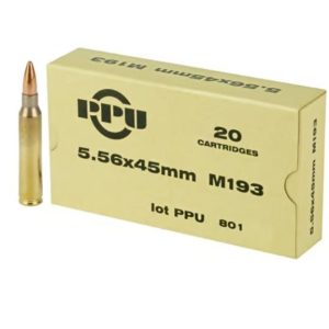 PPU Rifle Ammo M193 5.56 NATO 55gr 1000-Round Case