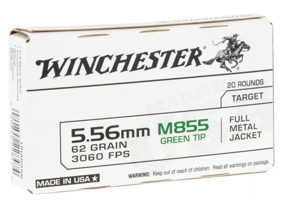 Winchester USA WM855K 5.56x45mm NATO Green Tip Ammunition - 1000 Rounds